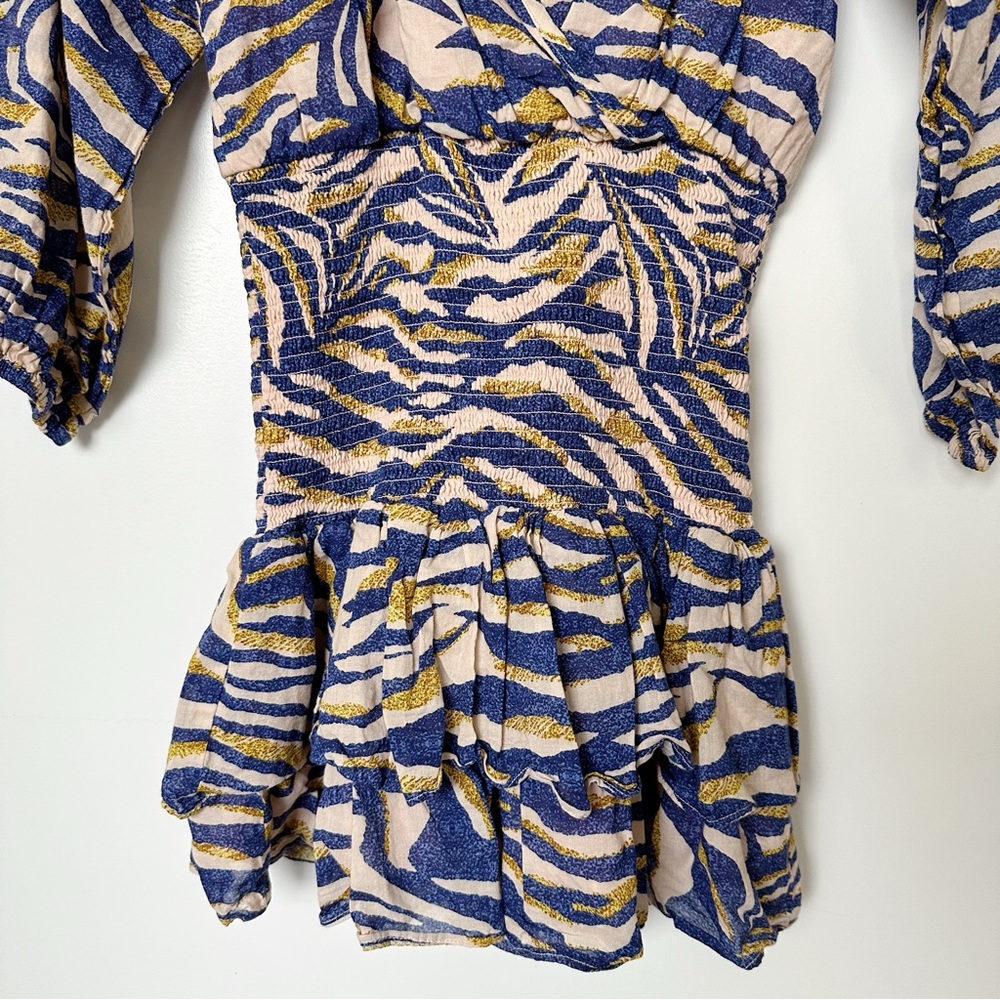 Suboo • Into the Wilds Shirred Wrap Mini Animal Print Dress - Picture 7 of 10